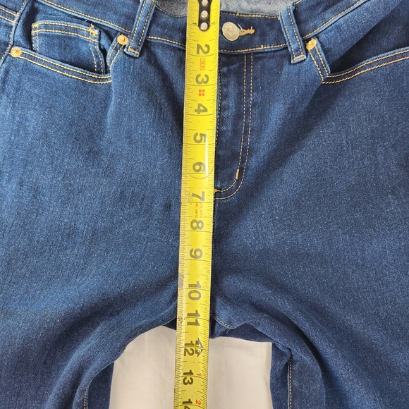 Michael Kors Selma Skinny Blue Jeans with Gold Accents Size 10 - Picture 9 of 11